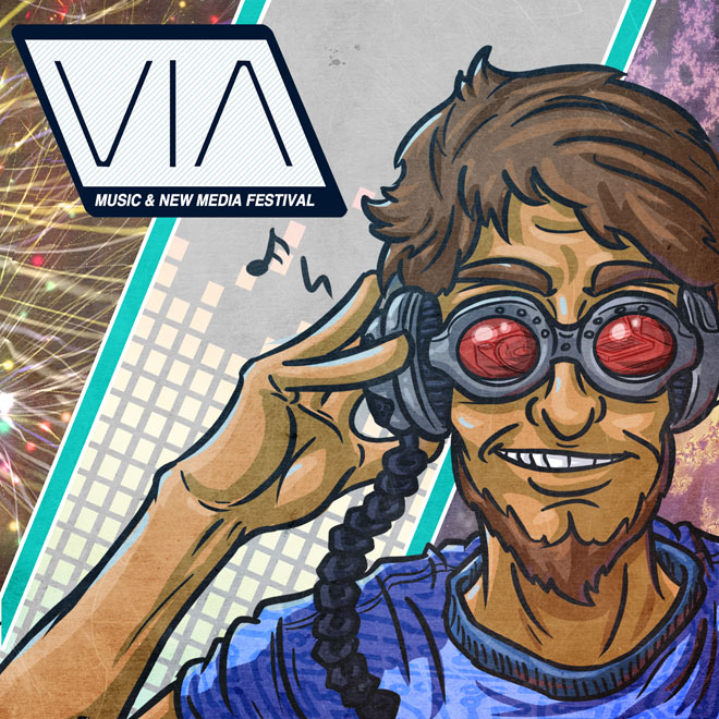 Cover for VIA magazine featuring a futuristic-looking DJ